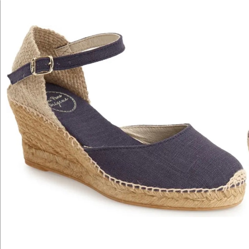 Toni Pons navy linen espadrilles with ankle strap 37